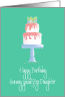 Birthday for Step Daughter, Cake on Footed Cake Platter card