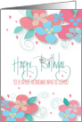 Hand Lettered Birthday for Great Grandma with Bright Flowers & Hearts card