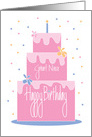 Birthday for Great Niece, Layered Pink Cake with Flowers card