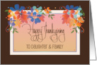 Hand Lettered Thanksgiving for Daughter & Family, Fall Floral Leaves card