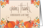 Thanksgiving for Granddaughter & Family, Floral Pumpkins & Leaves card