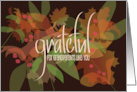 Hand Lettered Thanksgiving Grateful for Grandparents with Fall Leaves card
