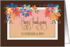 Hand Lettered Thanksgiving for Grandson & Wife with Fall Floral Leaves card