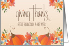 Thanksgiving for Great Grandson & Wife Fall Leaves and Flowers card