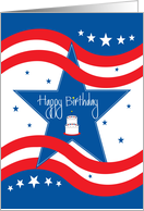 Birthday for Armed & Military Service, Stars, Stripes and Cake card