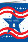 Birthday for Armed & Military Service, Stars, Stripes and Cake card