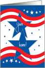 You’re Home from Military Service, Blue Stars & Red & White Stripes card