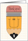 Thank you First Grade Teacher Smiling Pencil with Large Number 1 card