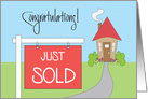 Realtor Congratulations for Home Sale, Sold Sign and Cottage card