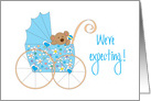 We’re expecting Announcement for Boy, Bear in Blue Floral Stroller card