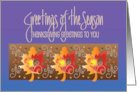 Hand Lettered Thanksgiving Greetings of the Season with Fall Leaves card