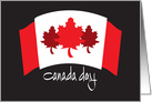 Canada Day, with Red and White Banner and Red Maple Leaves card