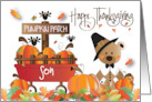 Thanksgiving Pilgrim Bear for Son Pumpkin Patch Pumpkins and Crows card