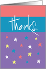 Thanks in Stylish Hand Lettering, with Multi-color Stars card