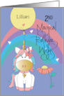 Unicorn Birthday for 2 Year Old with Magical Unicorn with Custom Name card