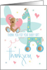 Thank you for Your Baby Shower Gift Giraffe and Bear with Hearts card