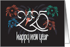 Hand Lettered Happy New Year 2024 Bursting Fireworks and Party Blower card