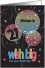 Birthday for 21 Year Old, Wish Big Balloon Trio with Custom Name card