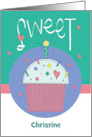 Hand Lettered Sweet Girl’s Birthday Cupcake with Custom Name card