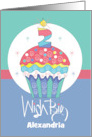 Wish Big Birthday Cupcake for Two Year Old 2 Candle and Custom Name card