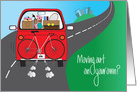 Moving out on Your Own, For Girl, Red Car & Girl Belongings card
