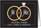 Wedding for Cousin and Husband, Wedding Rings & Red Heart card