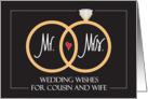 Wedding for Cousin and Wife, Wedding RIngs and Red Heart card