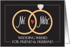 Wedding for Friend and Husband, Wedding RIngs and Heart card