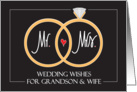 Wedding for Grandson and Wife, Gold Wedding RIngs & Heart card