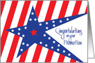 Congratulations for Military Promotion, Red, White Stripes & Blue Star card