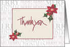 Hand Lettered Business Christmas Thank You Note, with Poinsettias card