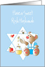 Sweet Rosh Hashanah for Boy, Star of David, Bear and Honey card