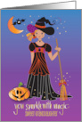 Hand Lettered Halloween Granddaughter Trick or Treater in Witch Gown card