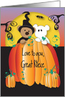 Halloween for Great Niece, Pumpkin Witch and Goblin Bears card