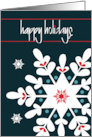Hand Lettered Christmas Happy Holidays Decorated White Snowflake card