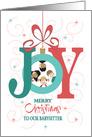 Hand Lettered Christmas for Babysitter, Joy Ornament with Kids card