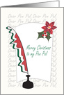 Christmas for Pen Pal, Feather Pen with Poinsettia Decorated Paper card