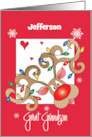 Christmas Great Grandson Reindeer Lights in Antlers and Custom Name card