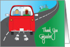 Thank you to Carpooler, with Red Car on Way to Work card