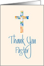 Thank you to Pastor, Stained Glass Cross and Hand Lettering card