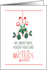 Christmas for Sweet Wife with Holiday Hugs and Mistletoe Kisses card