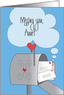 Missing You Aunt, Open Mailbox with Heart Stamped Letters card