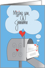 Missing You Grandma, Heart Decorated Mailbox with Mail card