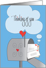 Thinking of You, Mailbox Stuffed with Letters and Hearts card