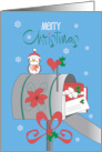 Christmas to Letter and Mail Carrier Holiday Mailbox with Bird in Hat card