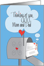 Thinking of You, Mom and Dad with Mailbox and Envelopes card