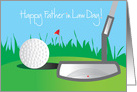 Father in Law Day, for golfer with golf putter & golf ball on green card