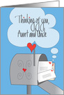 Thinking of You, for Aunt and Uncle, Mailbox with Hearts card