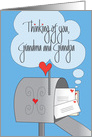 Thinking of You, for Grandma and Grandpa, Mailbox with Envelopes card