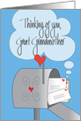 Thinking of You, for Great Grandmother, Mailbox with Envelopes card
